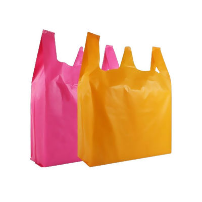 คุณภาพ  30μm Heavy Duty Plastic Vest Carrier Bags LDPE For Restaurants โรงงาน