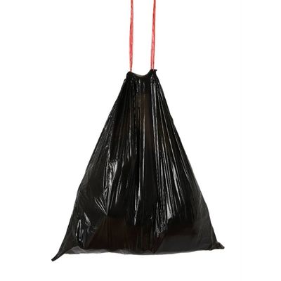 PE Drawstring ถังขยะ Liner ดําภาระหนัก ถังขยะ Liner